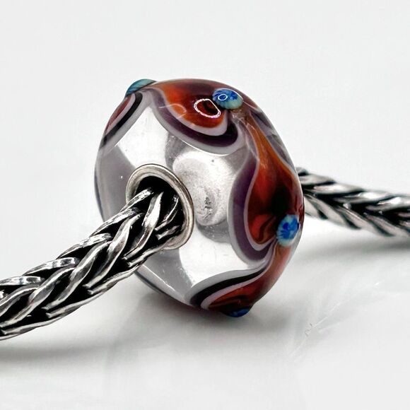TROLLBEADS Heart Trail Unique w Buds LAA 925S NEW! Red-Orange, Turquoise & Plum - Picture 4 of 6